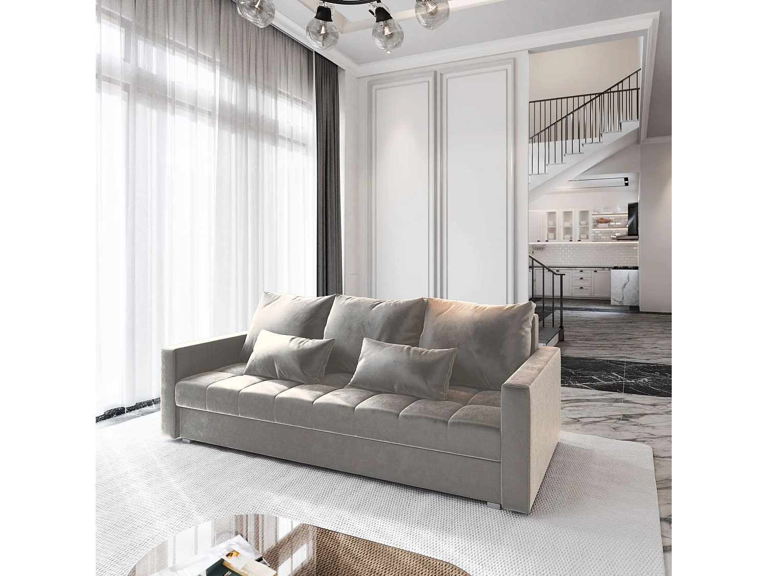 Slaapbank SIRO Pluche stof Beige