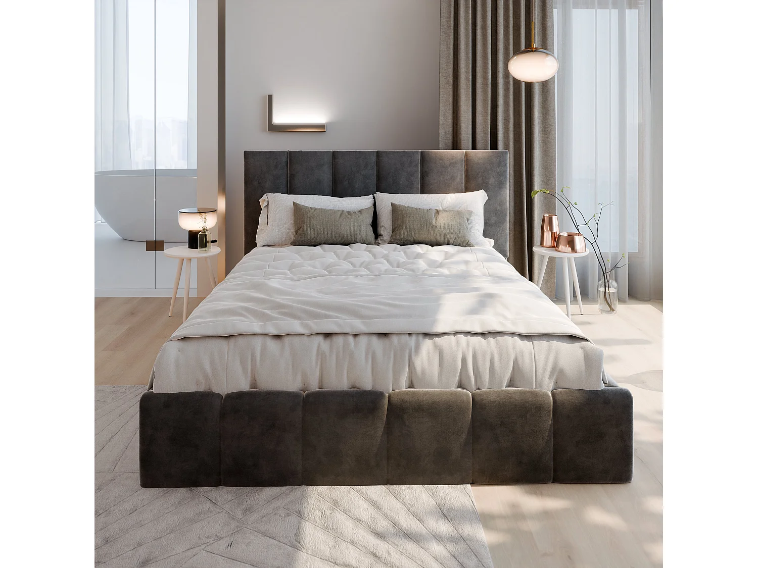 Gestoffeerd bed TARANTO 180x200 cm - Fluwelen stof - Zwart