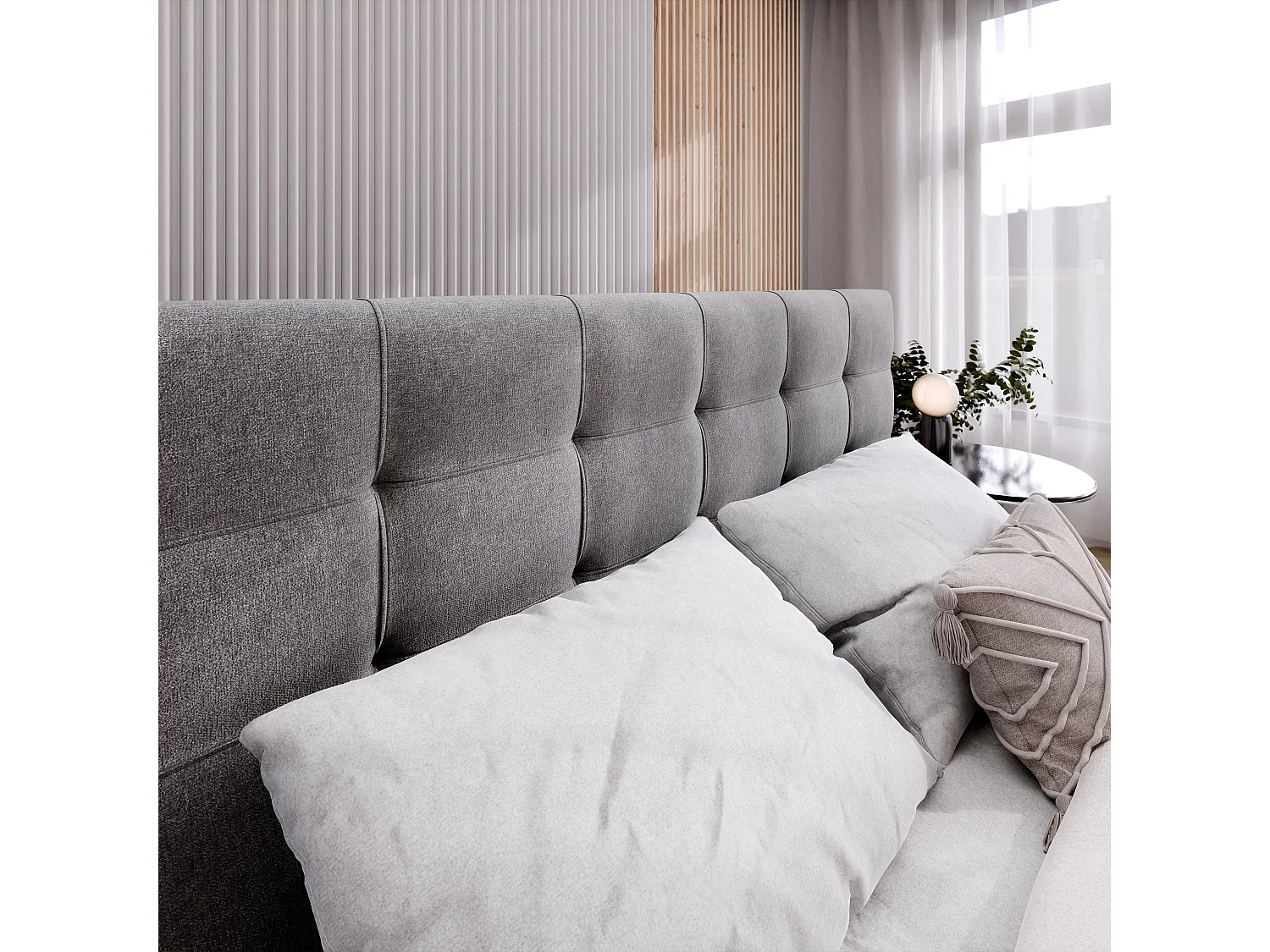Gestoffeerd bed APE 180x200 cm - Geweven stof - Zwart