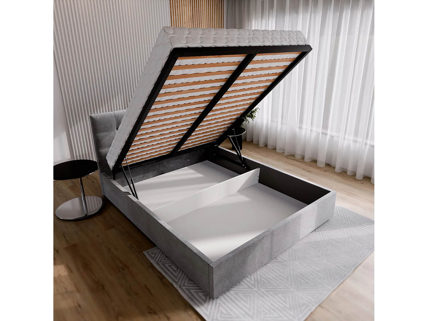 Gestoffeerd bed APE 180x200 cm - Geweven stof - Grijs