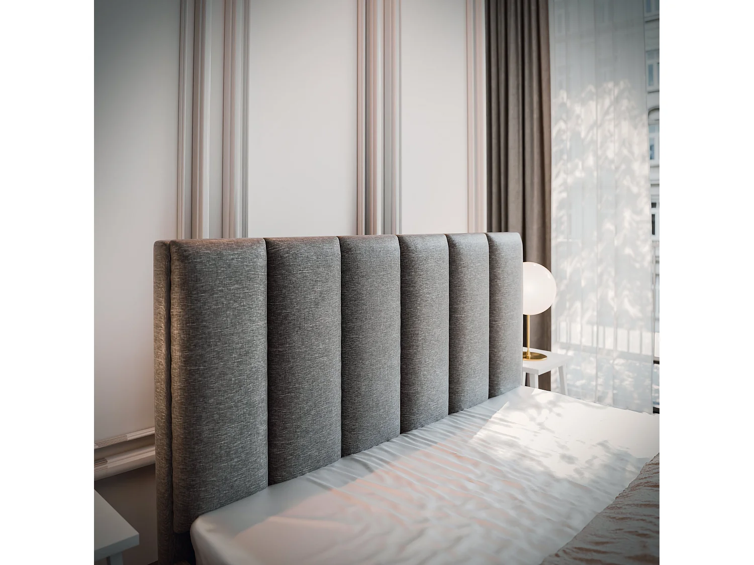 Lit Coffre LURE 160x200 cm - Tissu tissé - Marron