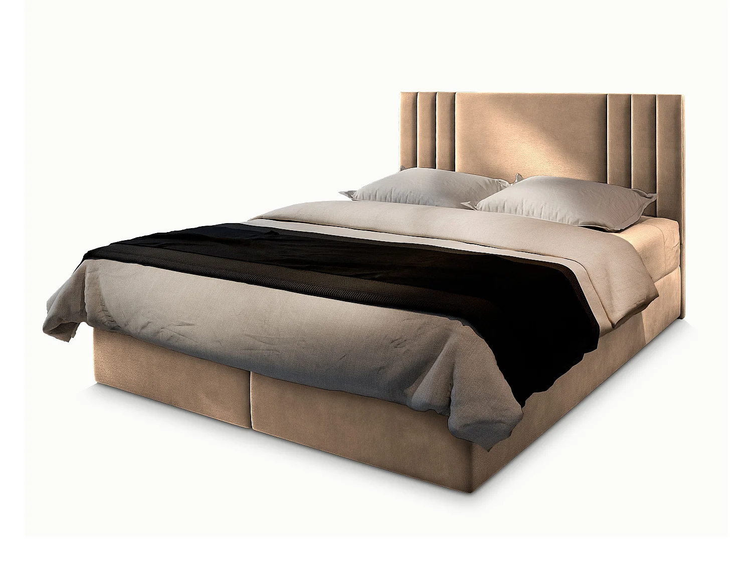 Boxspringbed BRES 180x200 cm Set met hoofdbord, bedbodem en matras, Beige