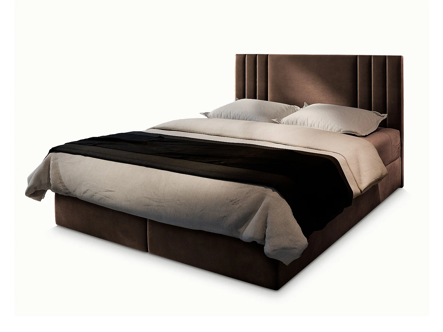 Boxspringbed BRES 180x200 cm Set met hoofdbord, bedbodem en matras, Bruin