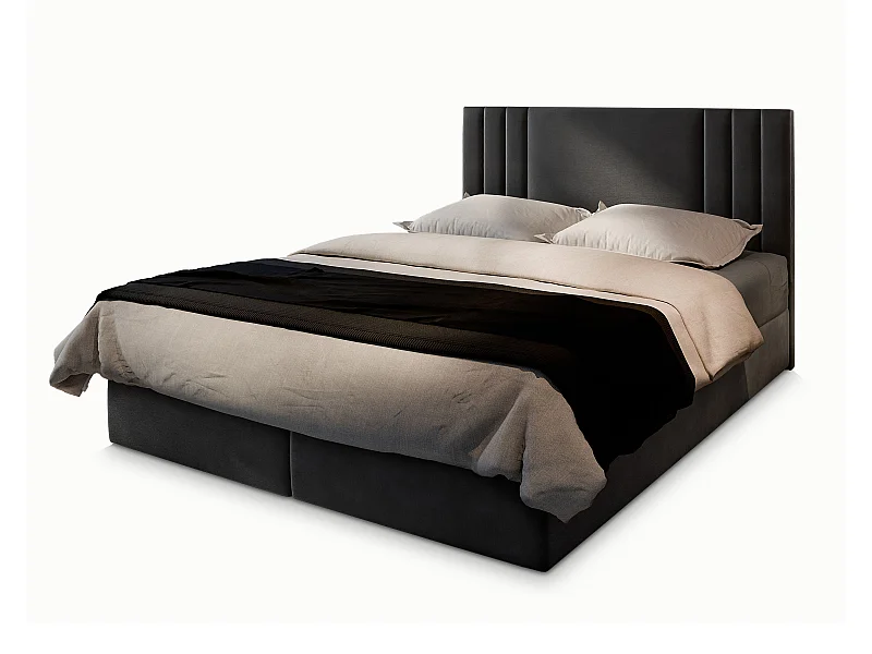 Boxspringbed BRES 160x200 cm Set met hoofdbord, bedbodem en matras, Grijs