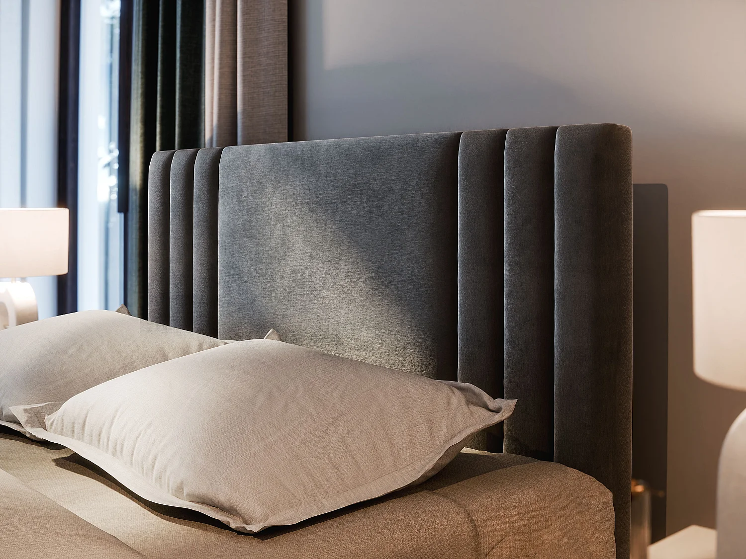 Boxspringbed BRES 160x200 cm Set met hoofdbord, bedbodem en matras, Beige