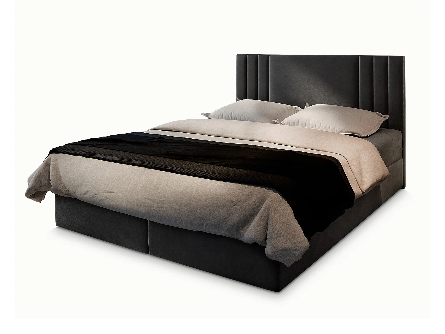 Boxspringbed BRES 180x200 cm Set met hoofdbord, bedbodem en matras, Grijs