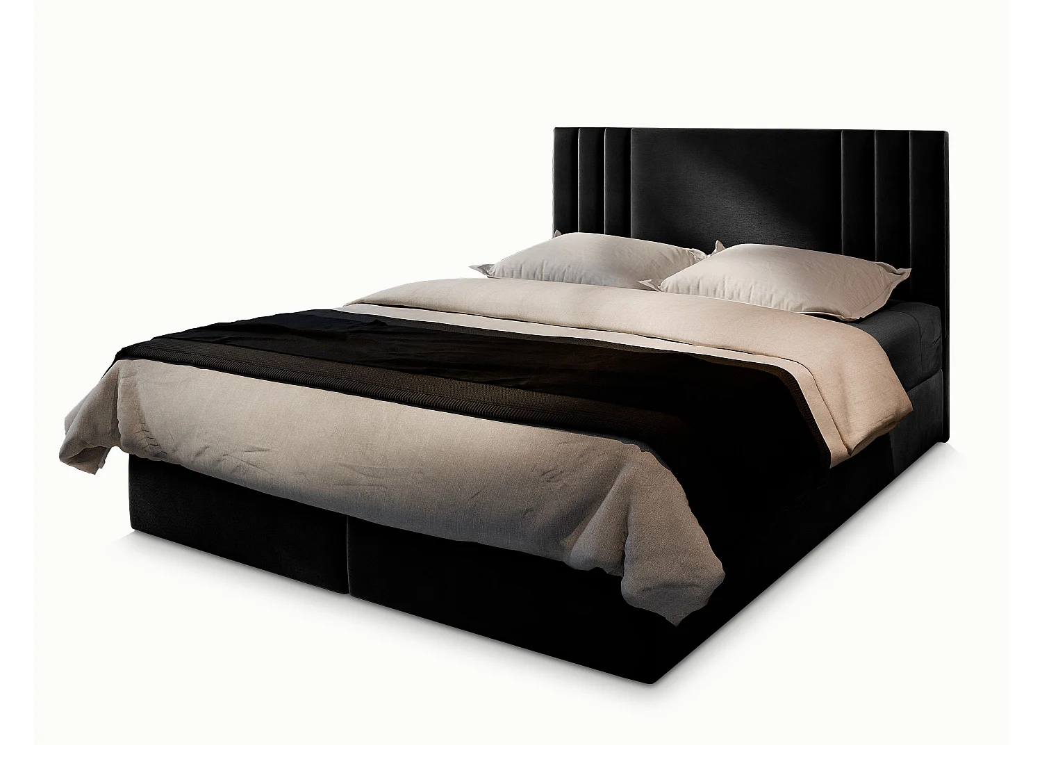 Boxspringbed BRES 180x200 cm Set met hoofdbord, bedbodem en matras, Zwart