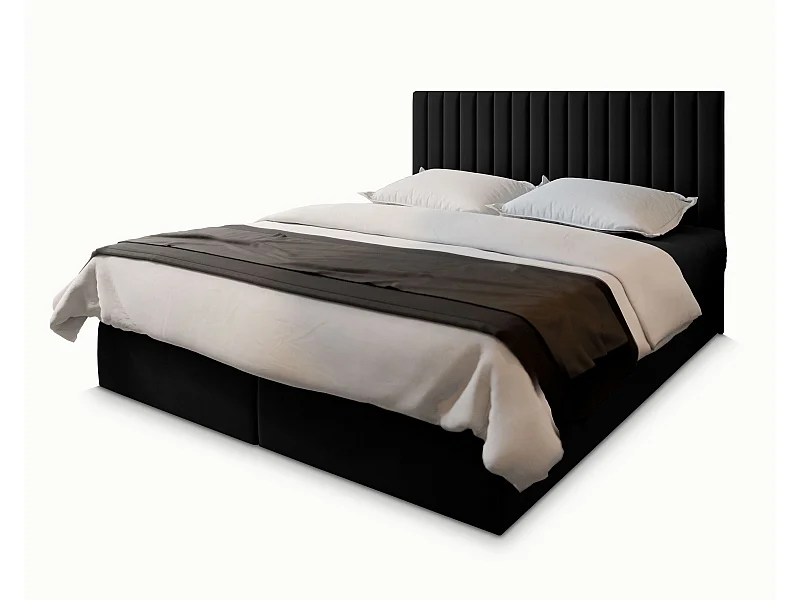 Boxspringbed BRESEL 180x200 cm Set met hoofdbord, bedbodem en matras, Zwart