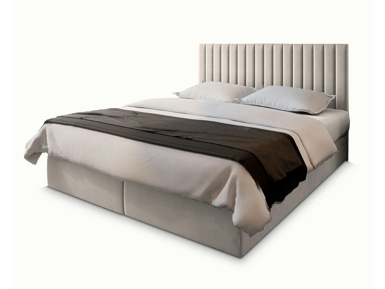 Boxspringbed BRESEL 140x200 cm Set met hoofdbord, bedbodem en matras, Beige