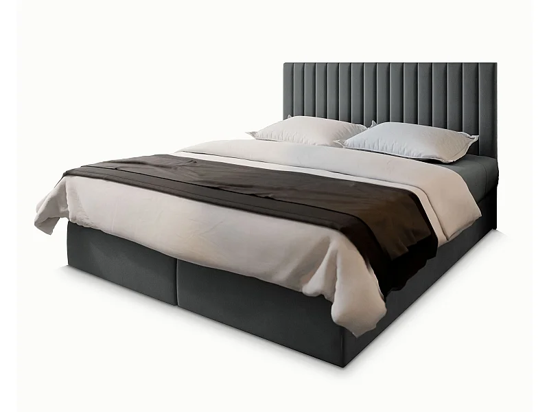 Boxspringbed BRESEL 140x200 cm Set met hoofdbord, bedbodem en matras, Grijs