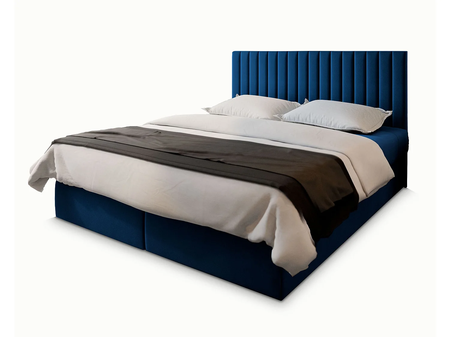 Boxspringbed BRESEL 160x200 cm Set met hoofdbord, bedbodem en matras, Blauw