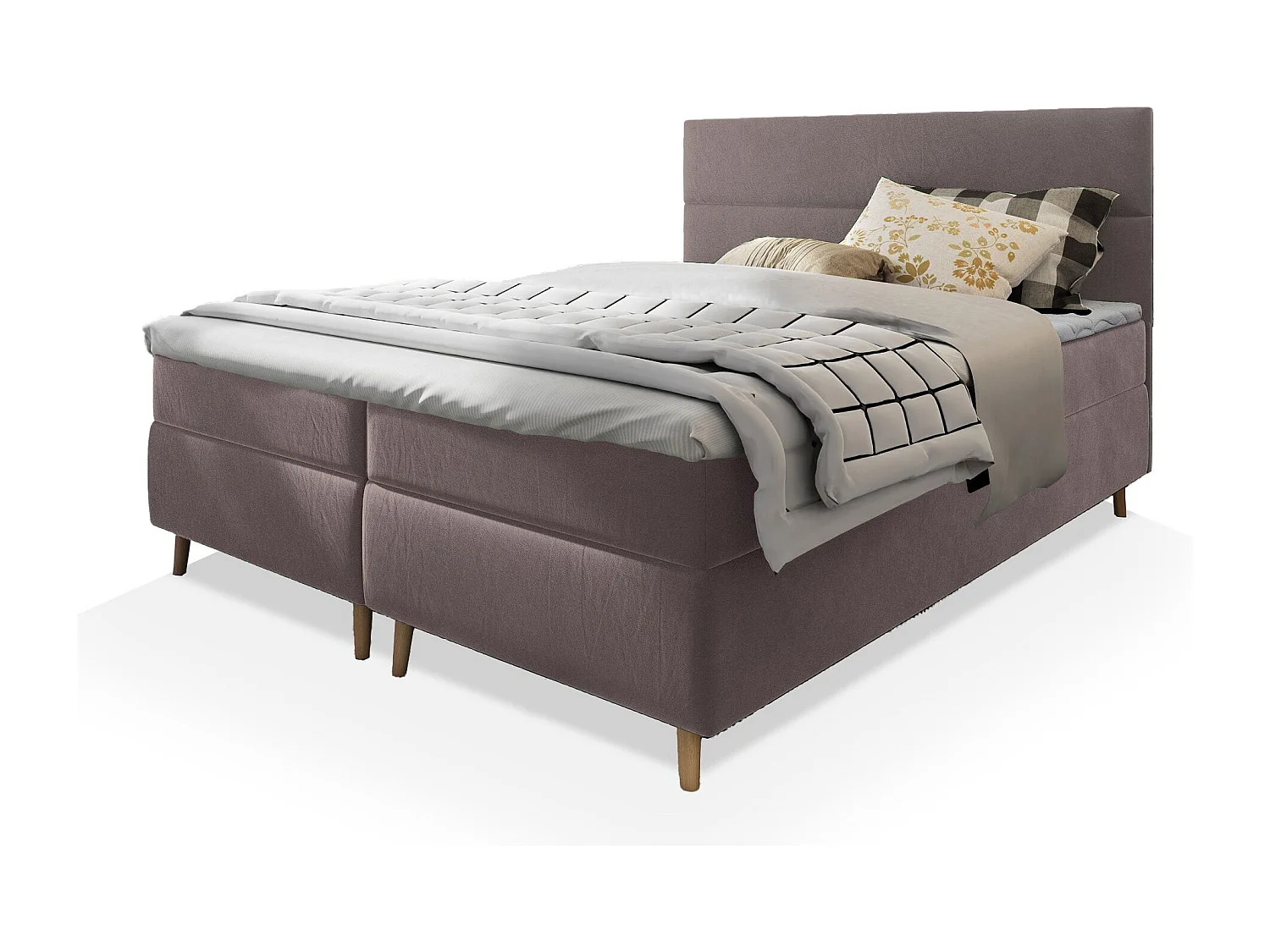 Boxspringbed SANTA 140x200 cm Set met hoofdbord, bedbodem en matras, Roze