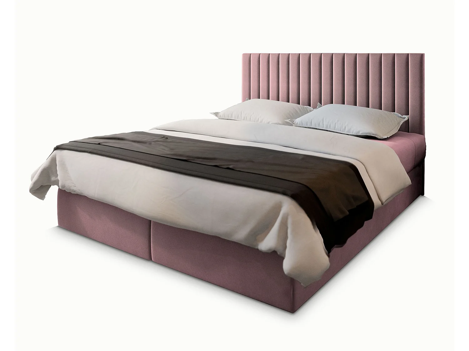 Boxspringbed BRESEL 140x200 cm Set met hoofdbord, bedbodem en matras, Poederroze