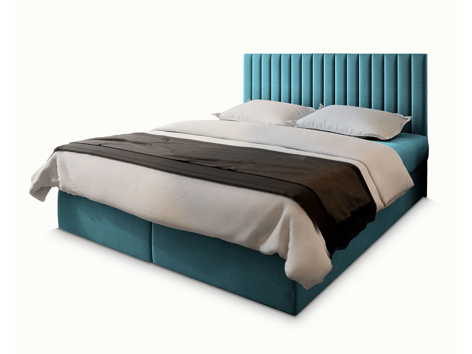 Boxspringbed BRESEL 140x200 cm Set met hoofdbord, bedbodem en matras, Groenblauw