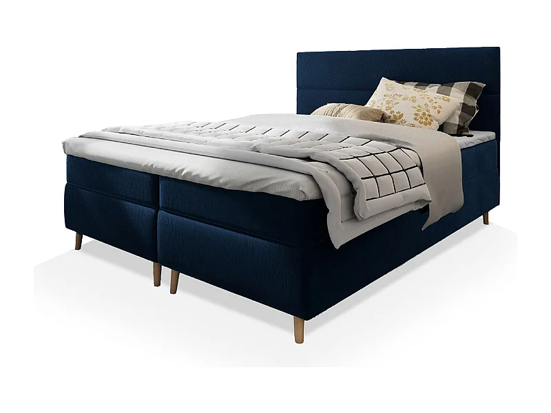 Boxspringbed SANTA 140x200 cm Set met hoofdbord, bedbodem en matras, Blauw