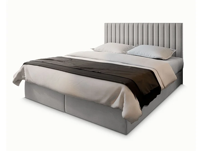 Boxspringbed BRESEL 160x200 cm Set met hoofdbord, bedbodem en matras, Lichtgrijs