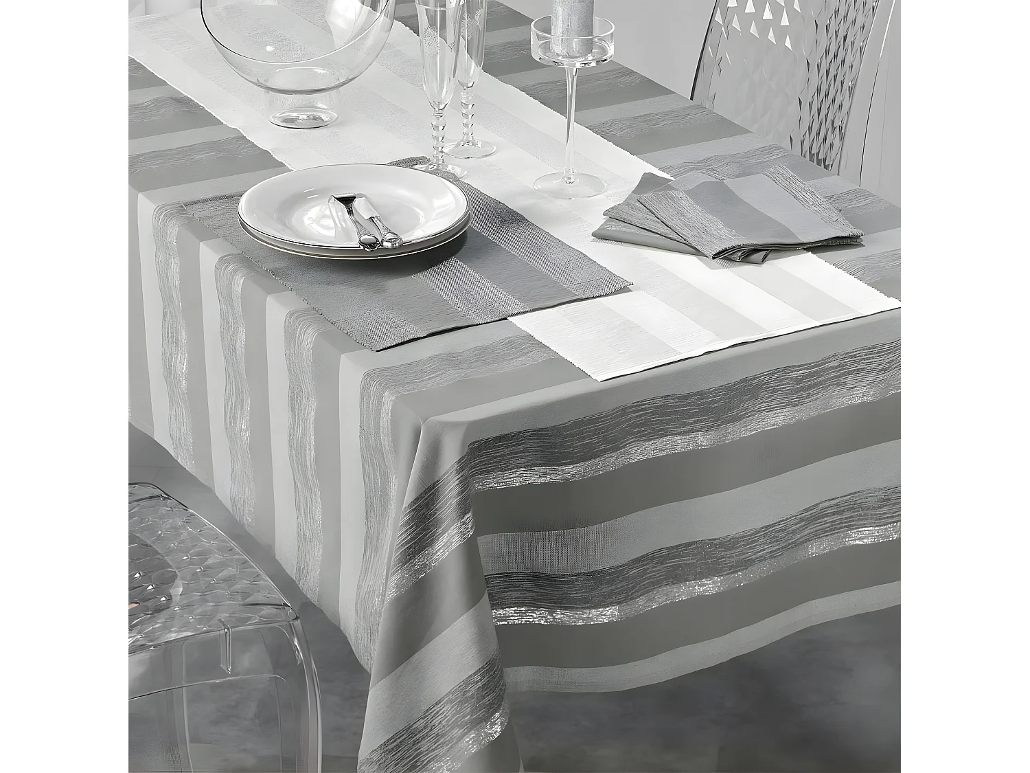 Lot de 3 Serviettes de Table "Eldora" 40x40cm Gris