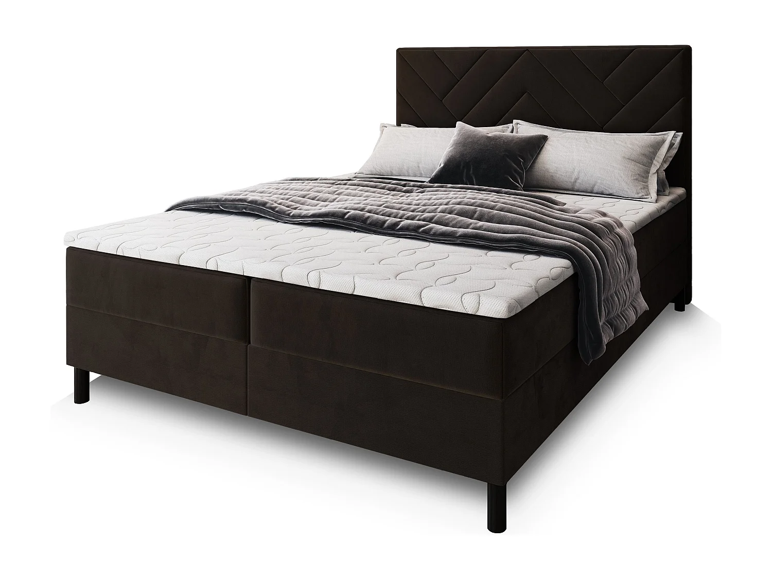 Boxspringbed ROKIS 180x200 cm Set met hoofdbord, bedbodem en matras, Bruin