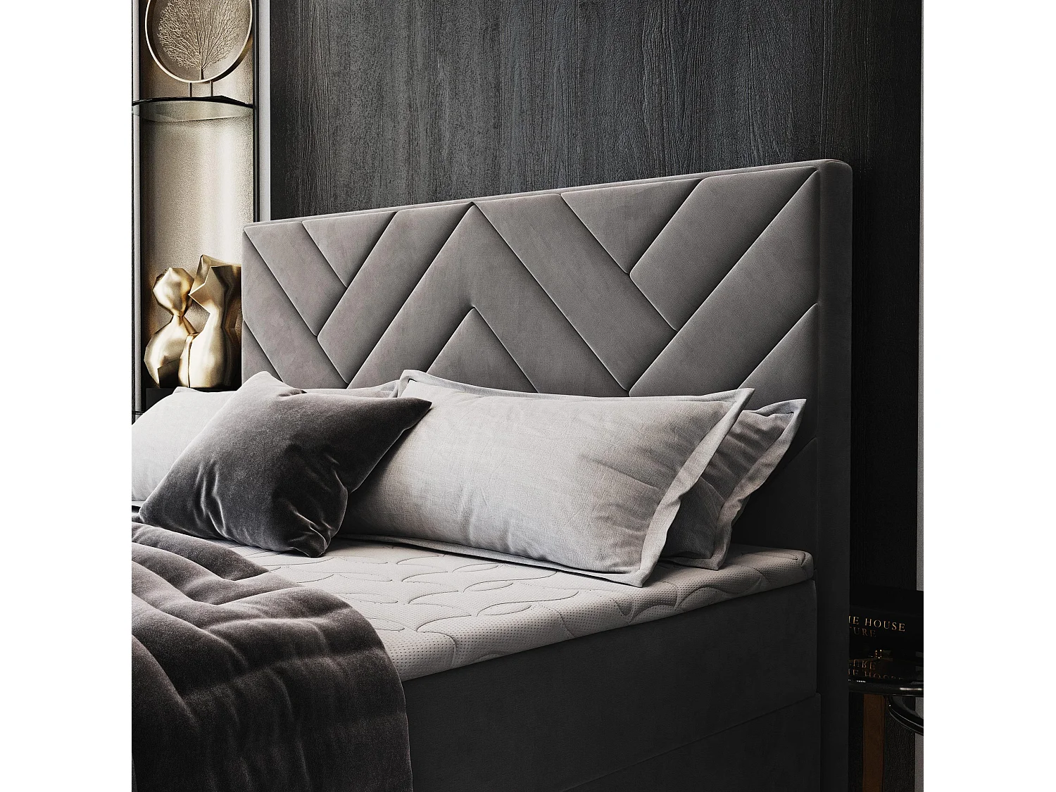 Boxspringbed ROKIS 140x200 cm Set met hoofdbord, bedbodem en matras, Geel