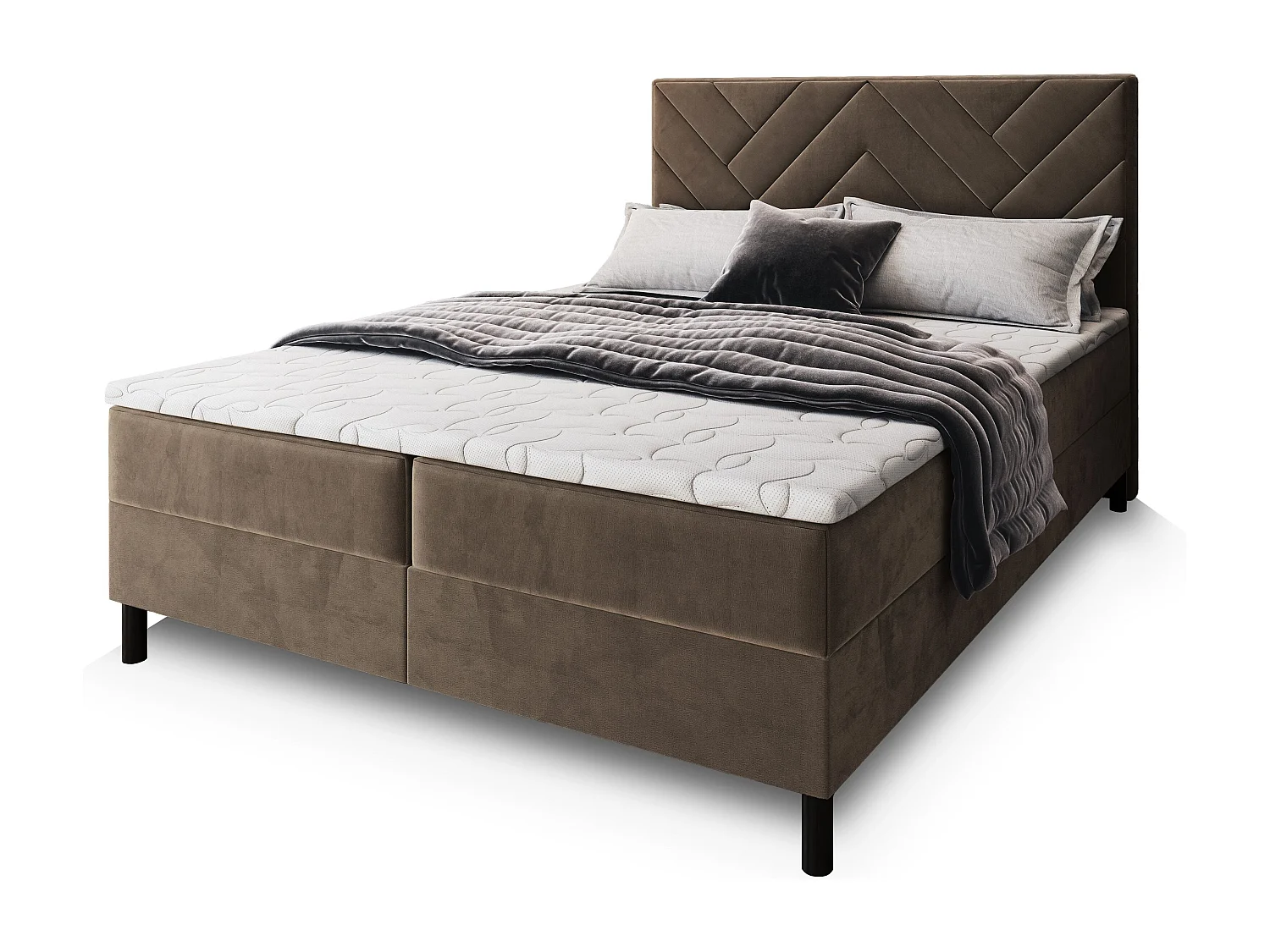 Boxspringbed ROKIS 140x200 cm Set met hoofdbord, bedbodem en matras, Beige