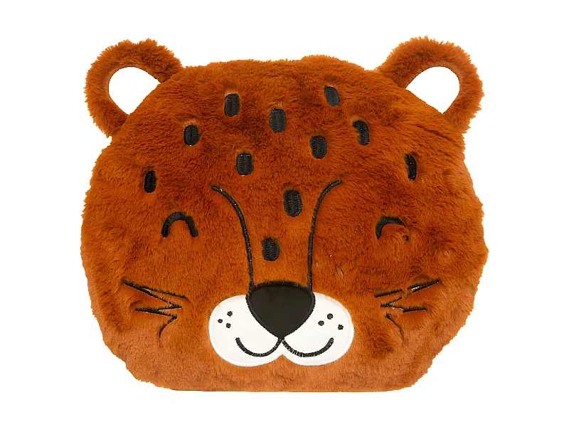 Coussin Enfant "Panthère Jungle" 30x30cm Marron