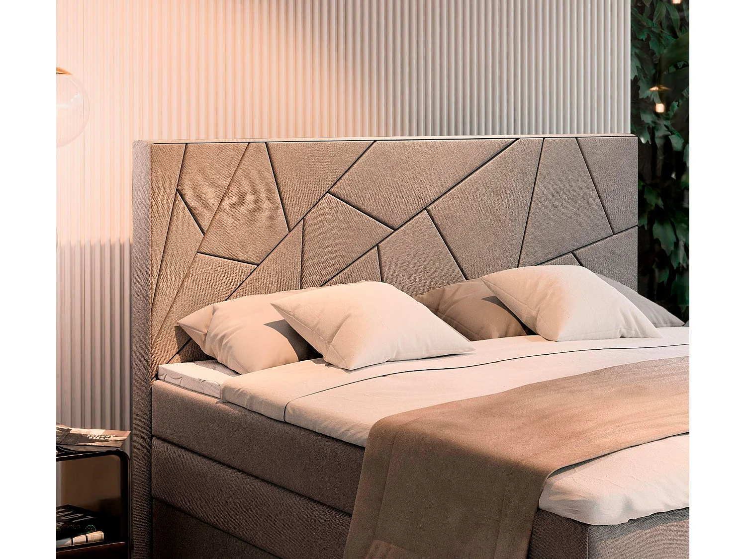 Boxspringbett TRANI 160x200 cm Set mit Kopfteil, Bettgestell und Matratze, Hellgrau