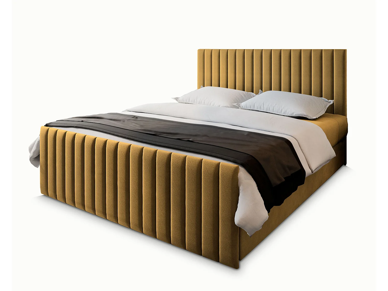 Boxspringbed ARION 180x200 cm Set met hoofdbord, bedbodem en matras, Geel