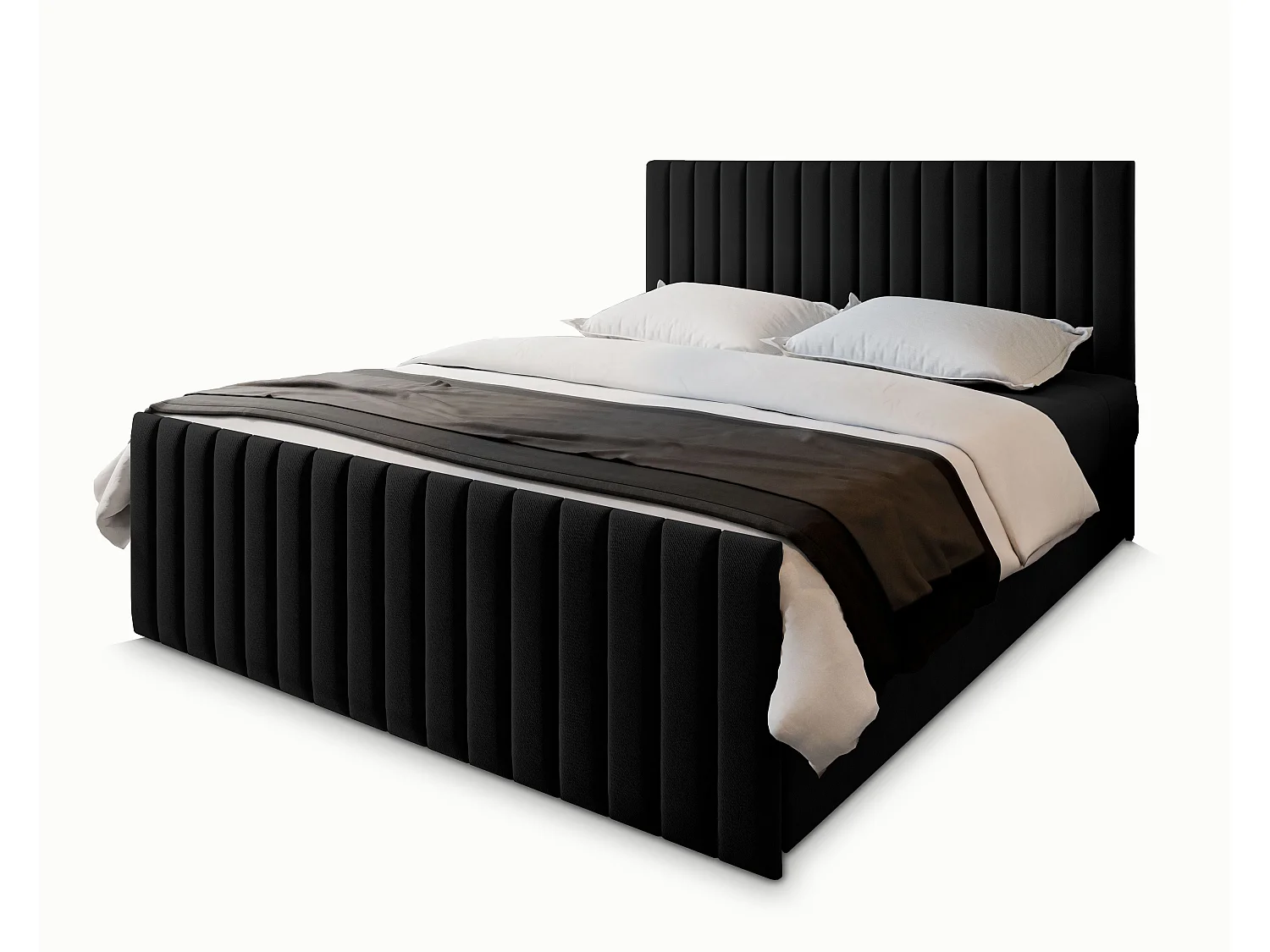 Boxspringbed ARION 180x200 cm Set met hoofdbord, bedbodem en matras, Zwart
