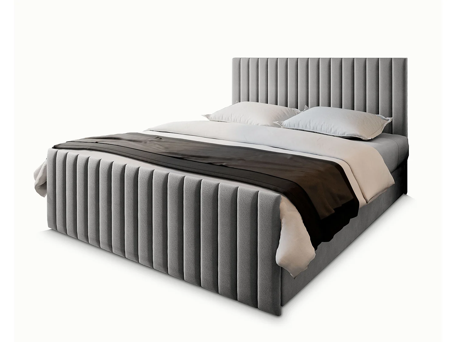 Boxspringbed ARION 180x200 cm Set met hoofdbord, bedbodem en matras, Lichtgrijs