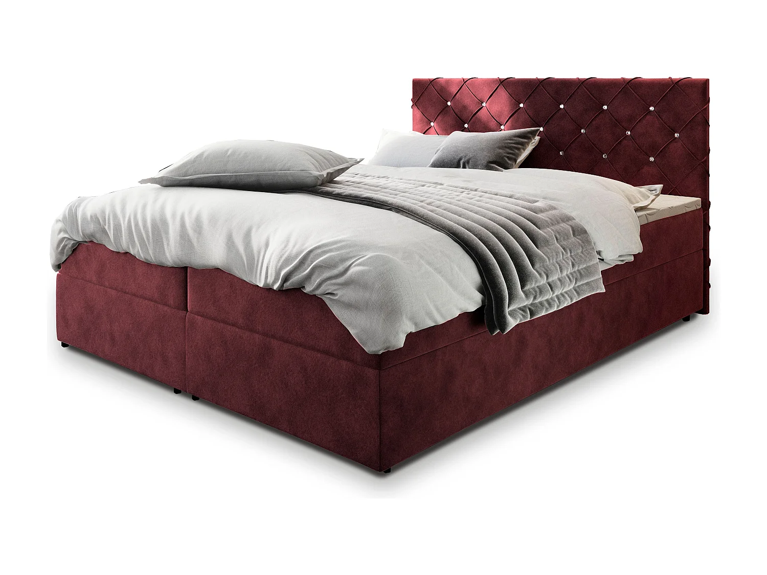 Boxspringbed RIVA 180x200 cm Set met hoofdbord, bedbodem en matras, Rood