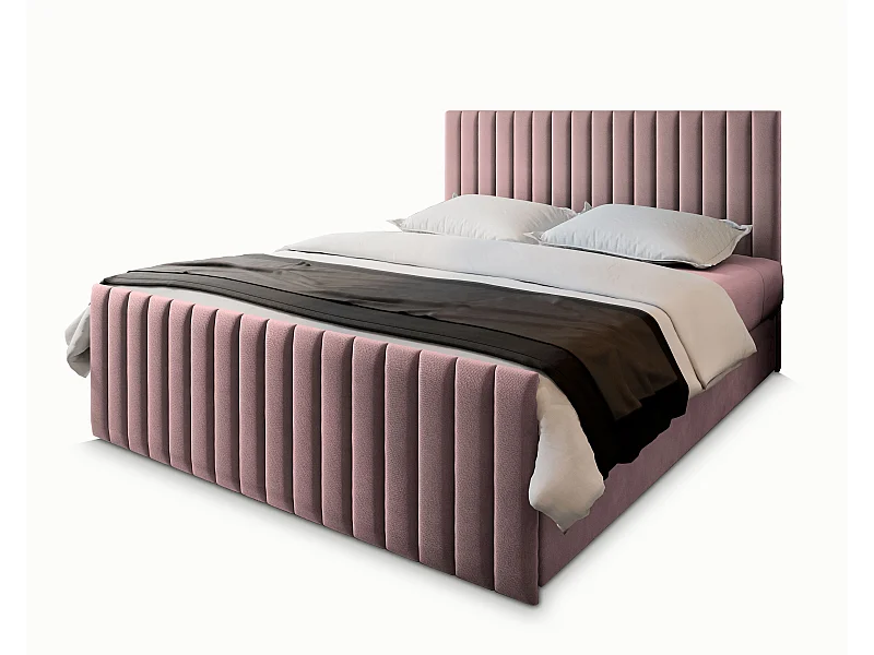 Boxspringbed ARION 180x200 cm Set met hoofdbord, bedbodem en matras, Poederroze