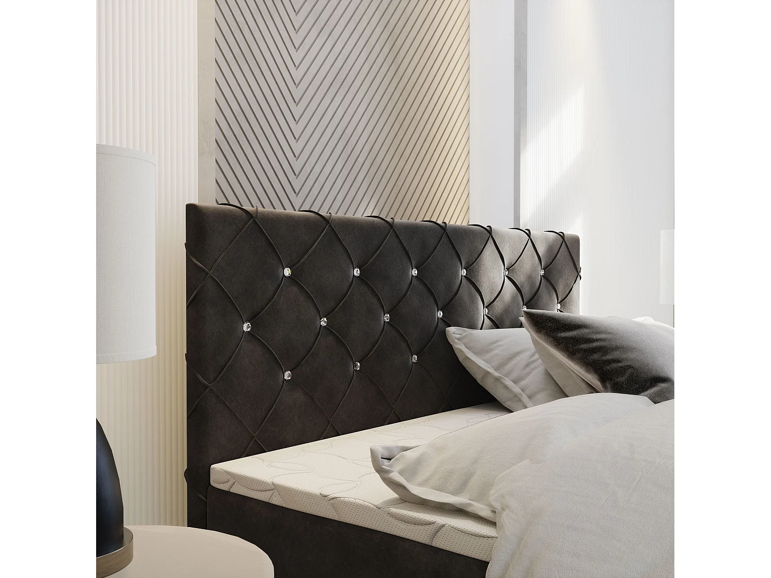 Boxspringbed RIVA 180x200 cm Set met hoofdbord, bedbodem en matras, Bruin