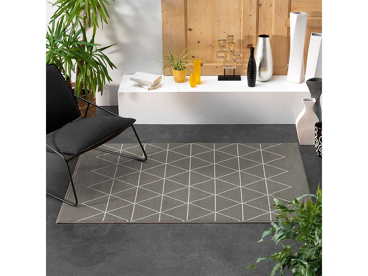 Tapis Tissé Imprimé "Yvo" 160x230cm Gris