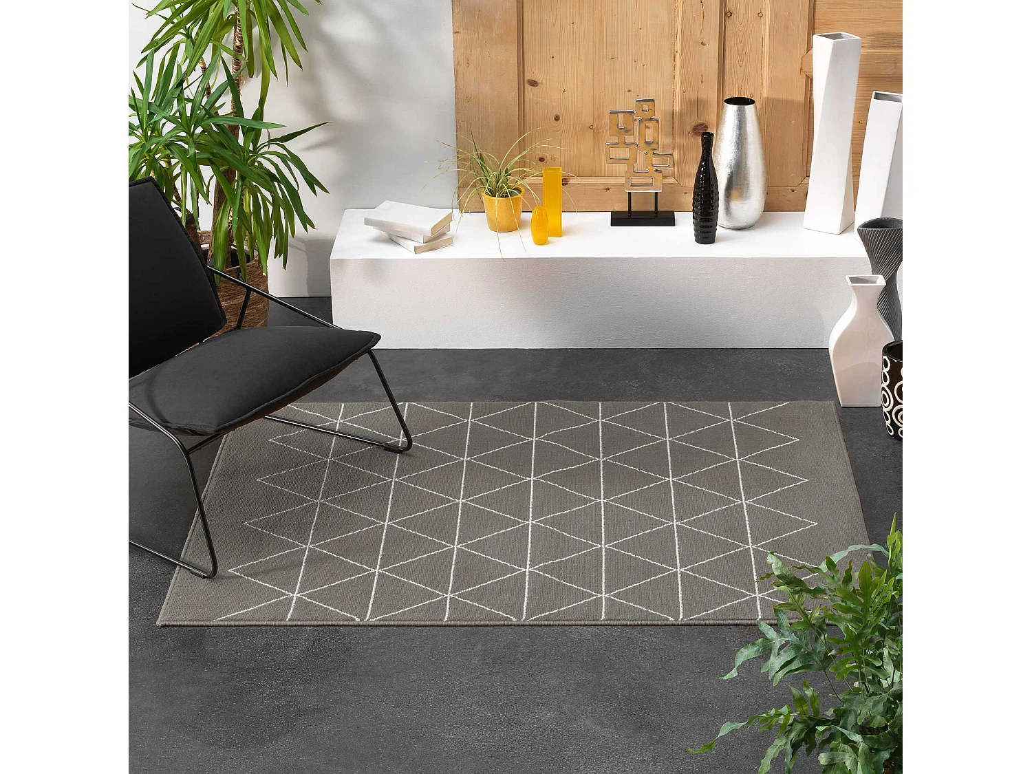 Tapis Tissé Imprimé "Yvo" 120x170cm Gris