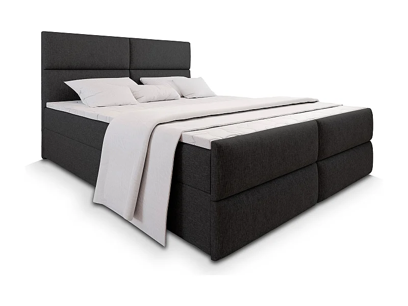 Boxspringbed MULEN 160x200 cm Set met hoofdbord, bedbodem en matras, Zwart