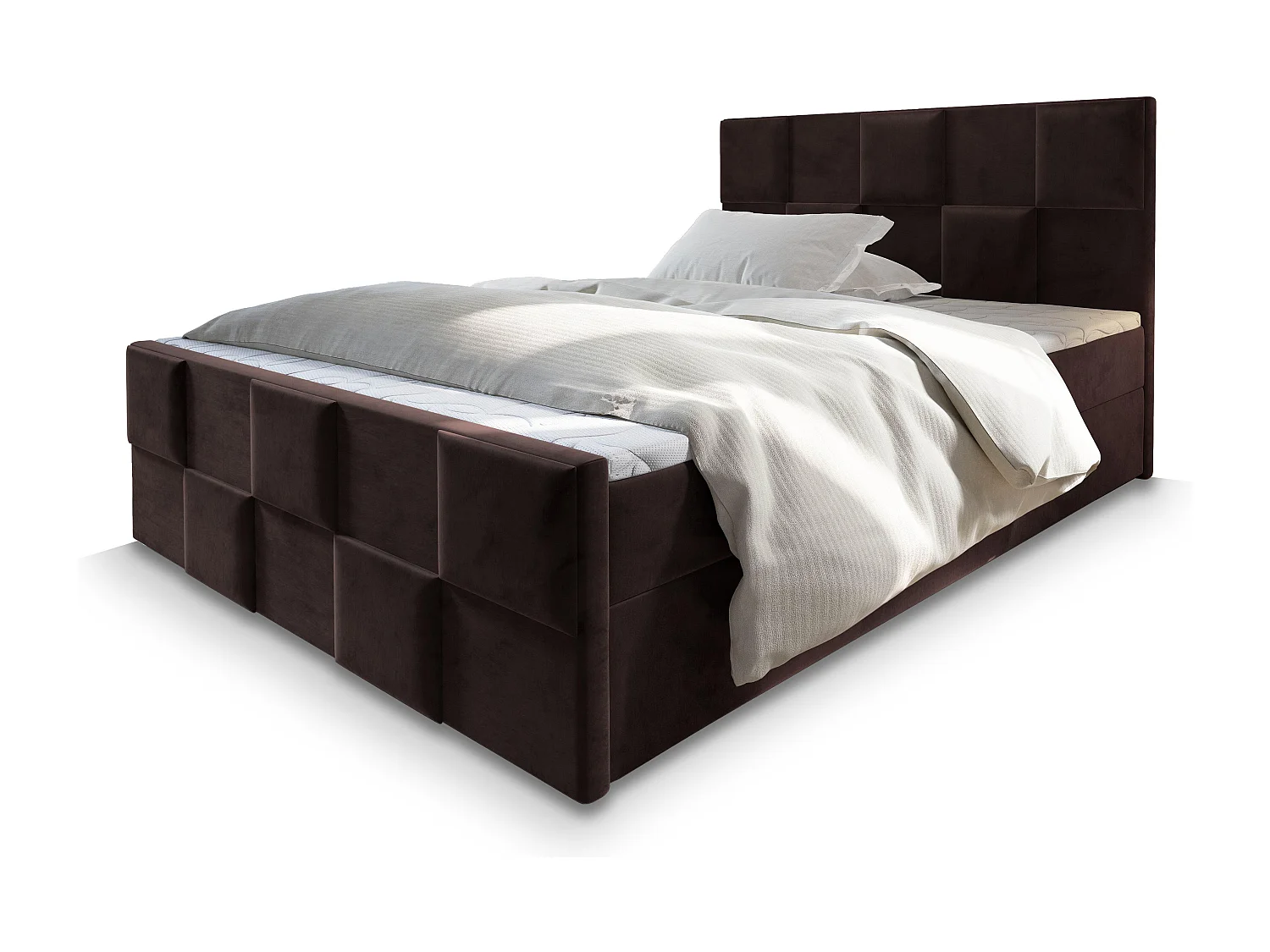 Boxspringbed MONA 140x200 cm Set met hoofdbord, bedbodem en matras, Bruin