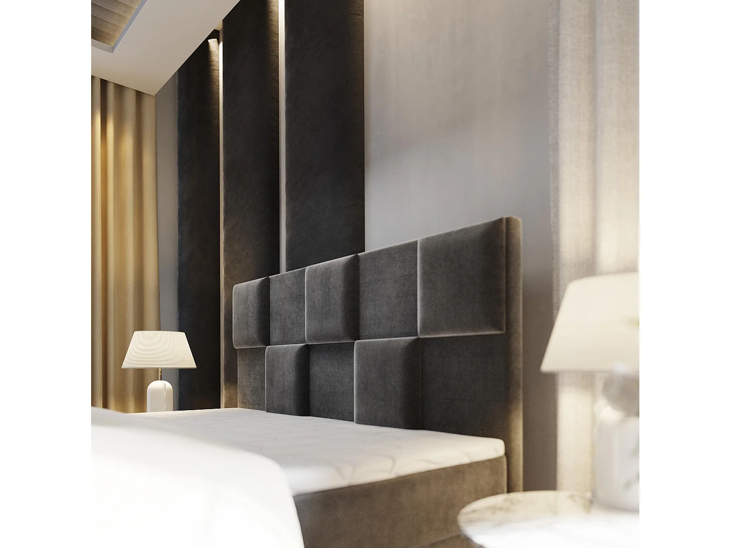 Boxspringbed MONA 180x200 cm Set met hoofdbord, bedbodem en matras, Beige