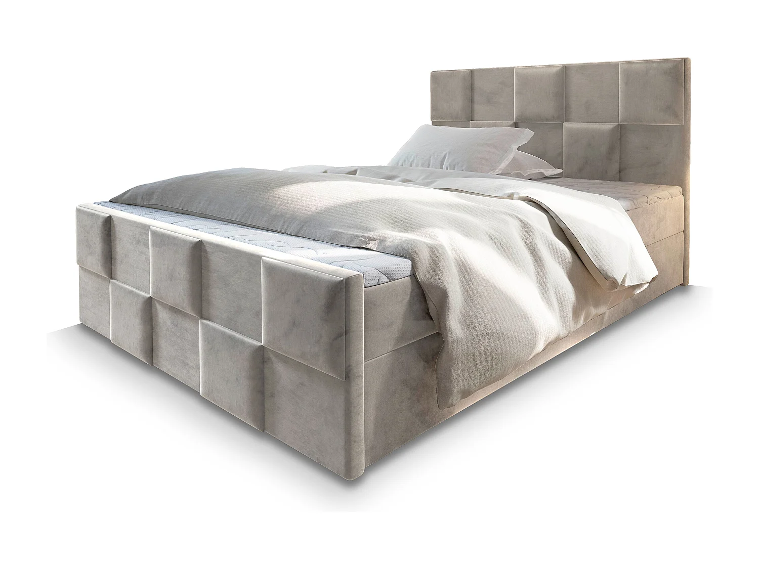 Boxspringbed MONA 180x200 cm Set met hoofdbord, bedbodem en matras, Beige