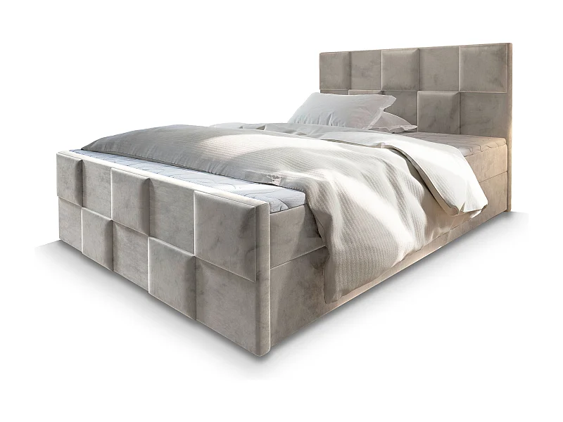Boxspringbed MONA 180x200 cm Set met hoofdbord, bedbodem en matras, Beige