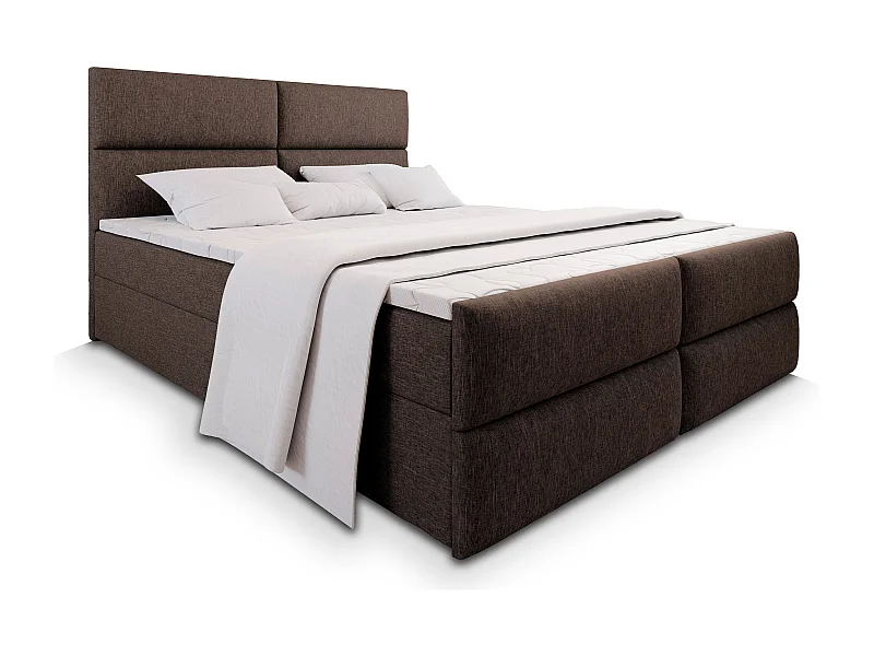 Boxspringbed MULEN 180x200 cm Set met hoofdbord, bedbodem en matras, Bruin