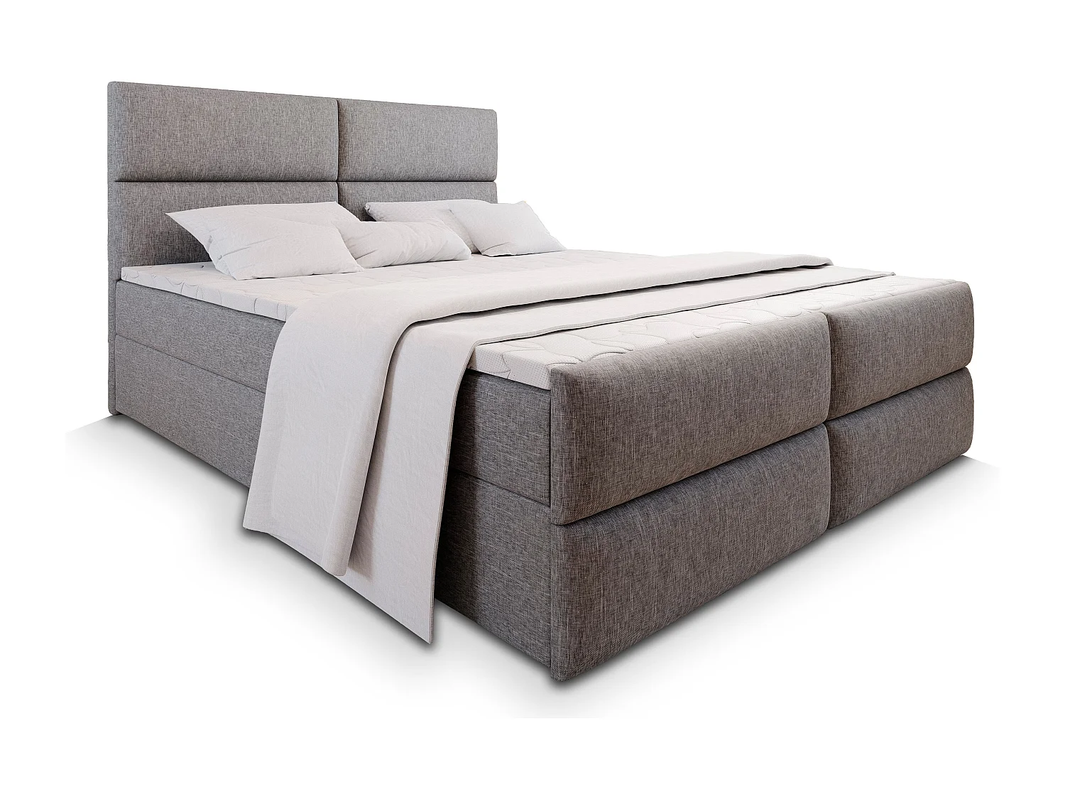 Boxspringbed MULEN 160x200 cm Set met hoofdbord, bedbodem en matras, Lichtgrijs