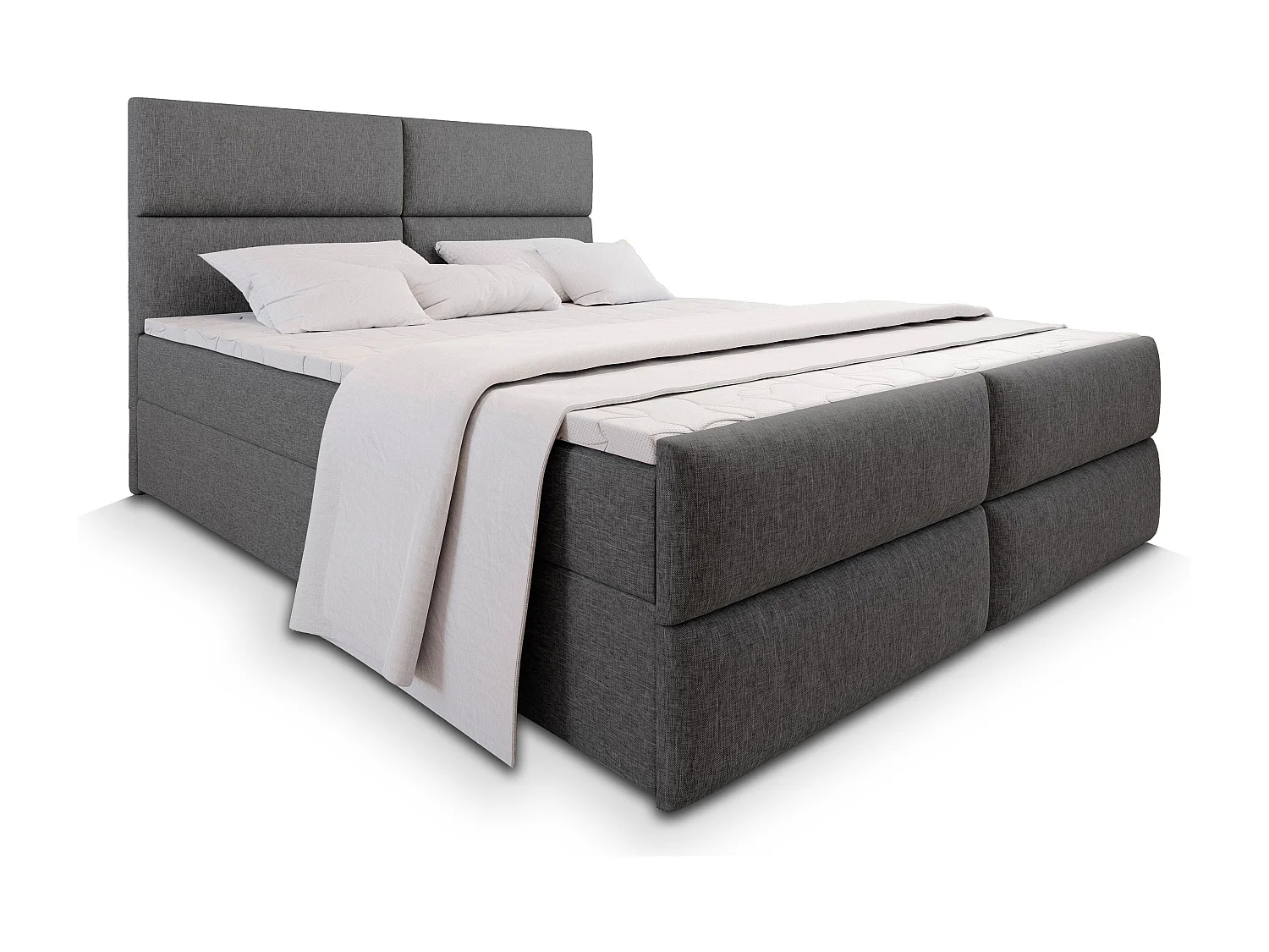 Boxspringbed MULEN 180x200 cm Set met hoofdbord, bedbodem en matras, Grijs