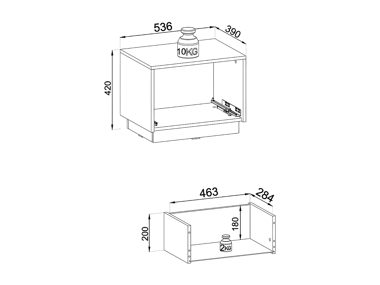 Lot de 2 tables de chevet suspendues ou à poser avec 1 tiroir - MDF - Beige et doré - POSINIA de Pascal Morabito