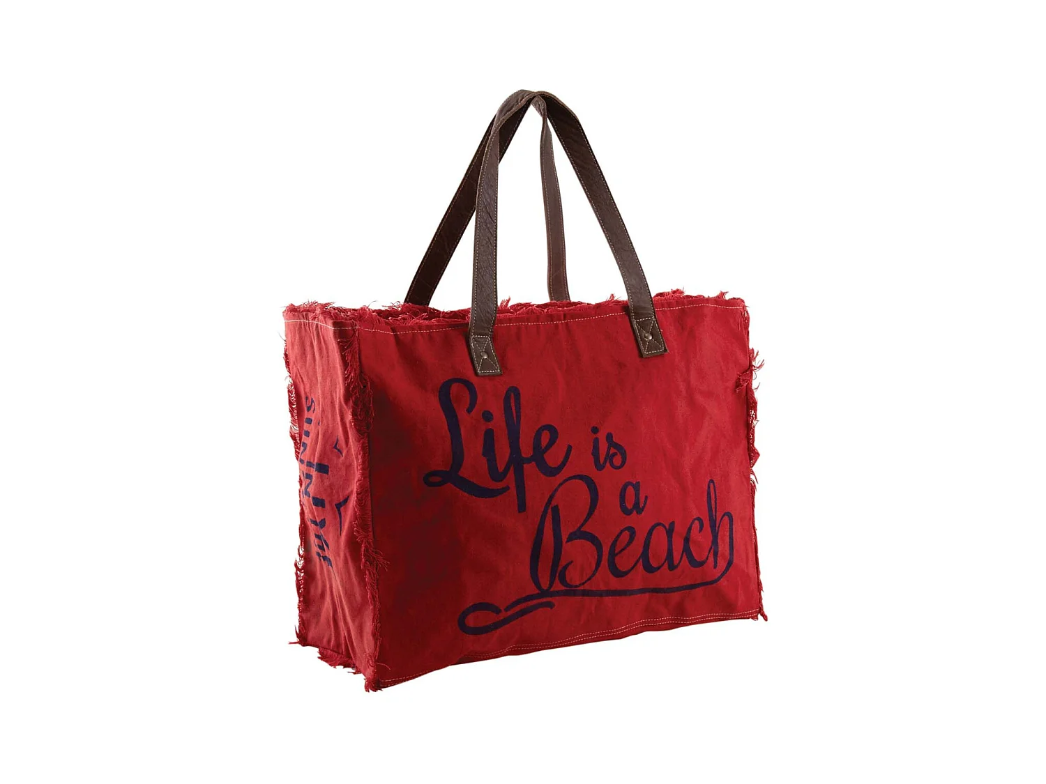 Sac en coton décor Life is a beach Rouge