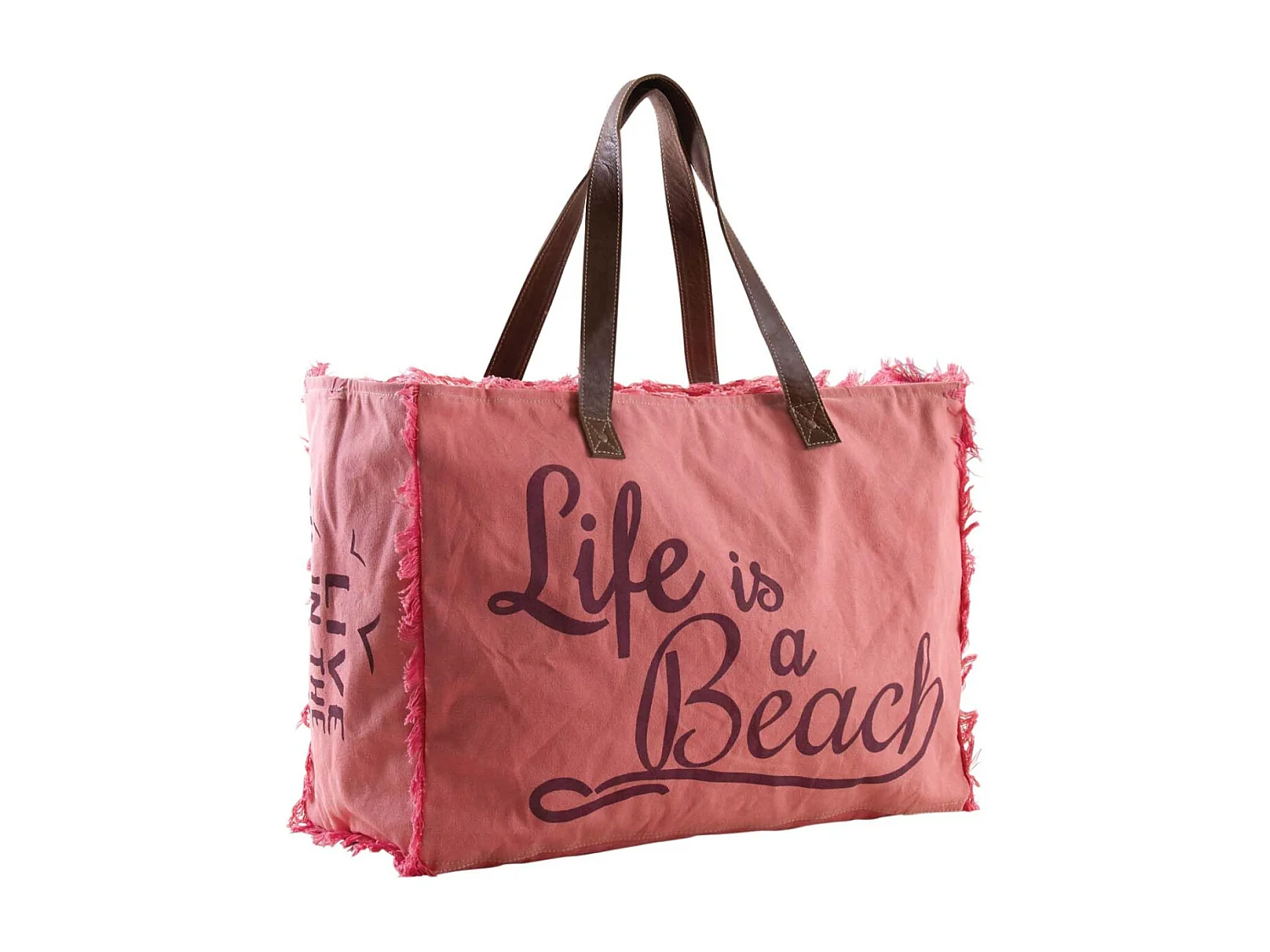 Sac en coton décor Life is a beach Rose