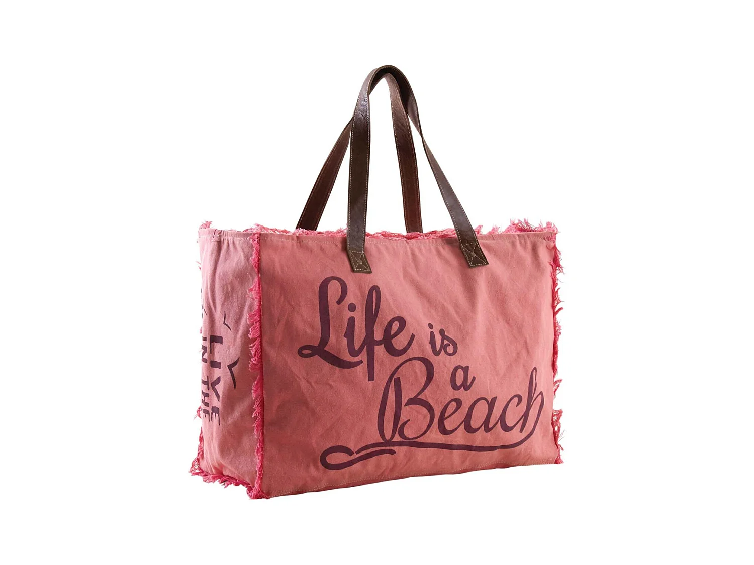 Sac en coton décor Life is a beach Rose