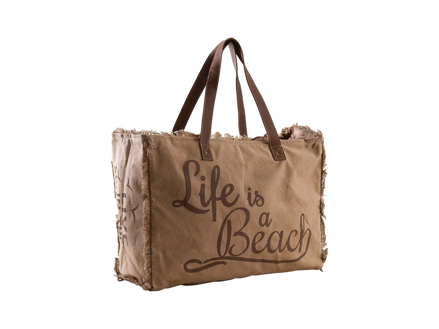 Sac en coton décor Life is a beach Beige