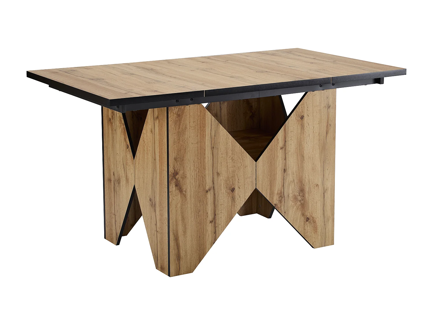 Tavolo da pranzo per 4-6 persone in MDF - effetto venature del legno - Marrone chiaro