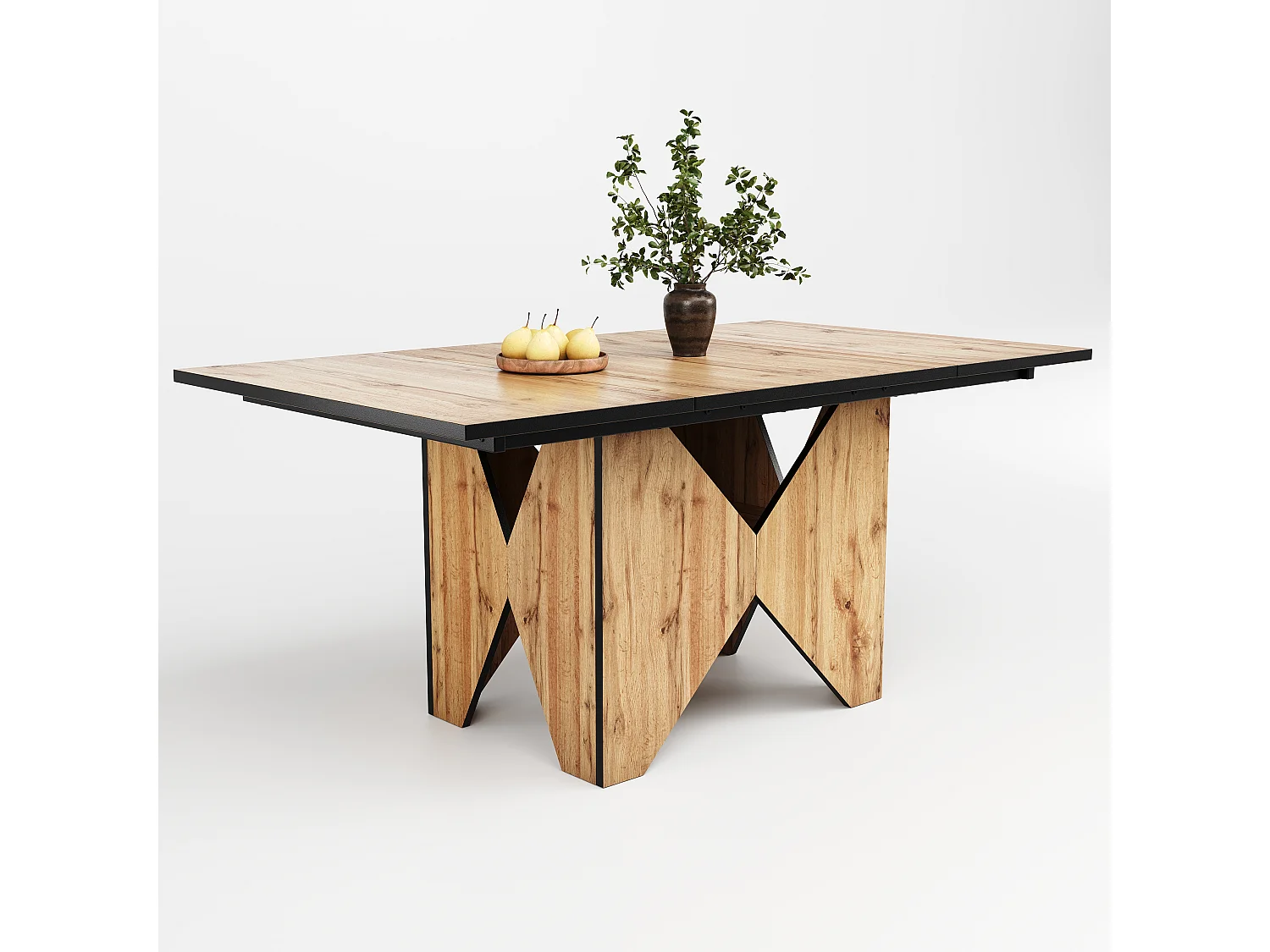 Esstisch für 4 bis 6 Personen aus MDF – Holzmaserung – Hellbraun