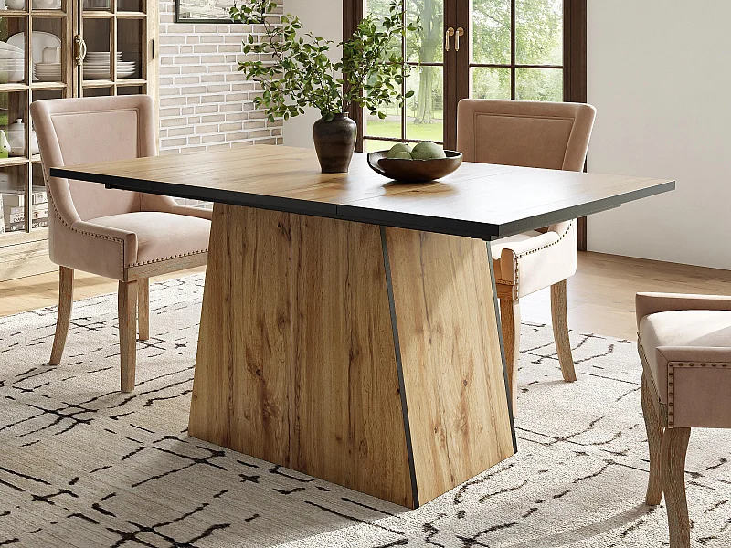 Mesa de comedor para 4 a 6 personas en MDF - imitación madera - Marrón claro